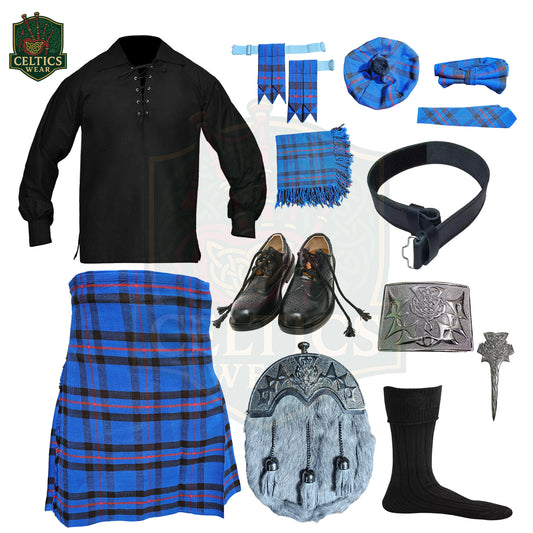 Elliot Modern Tartan Full Highland Dress Set – 9-Piece Traditional Scottish Outfit for Men