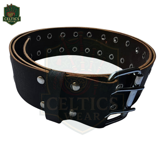 Brown Leather Kilt Belt for Men – Traditional Highland Belt – Genuine Leather with Dual Prong Buckle