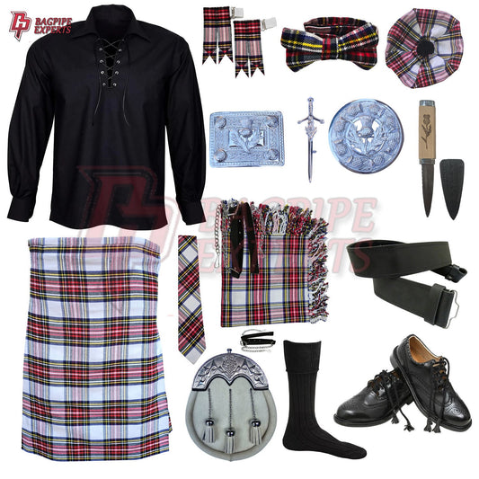 Dress Stewart Tartan Complete Highland Dress Set – Full Kilt Outfit with Matching Accessories