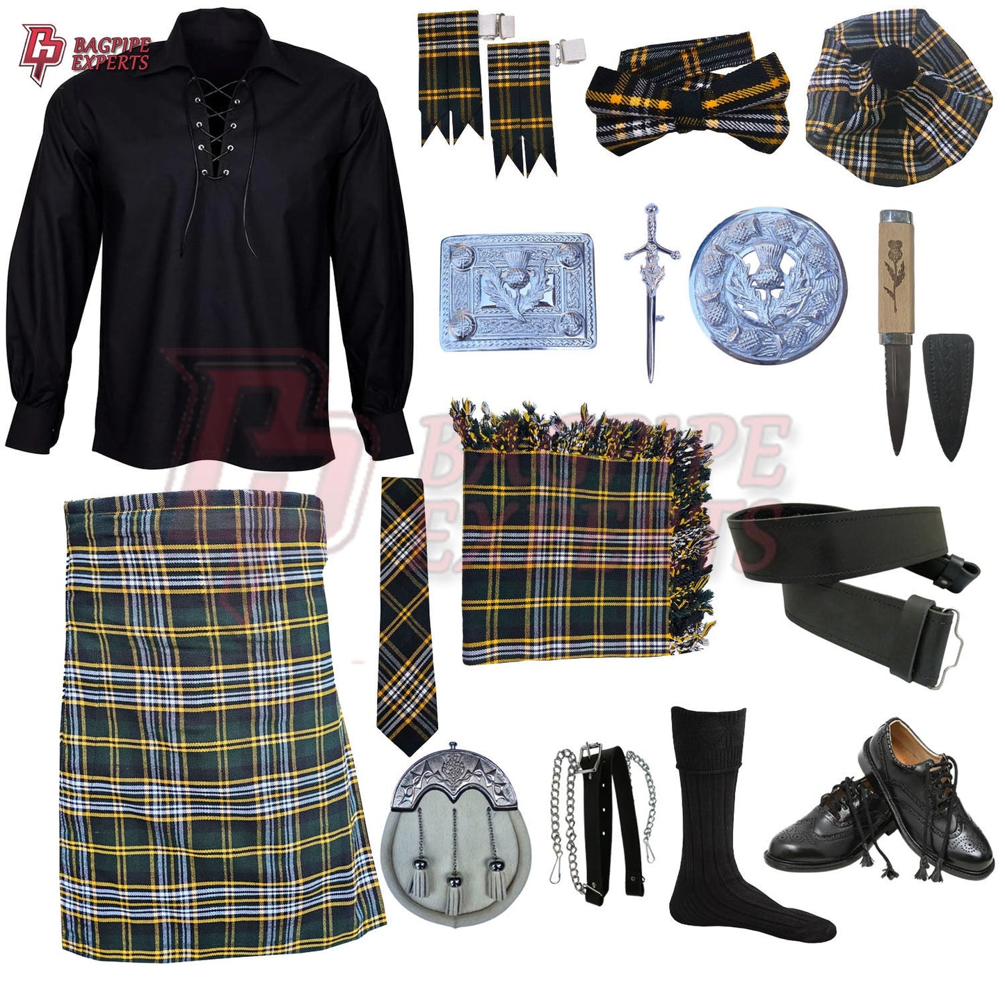 Heritage of Ireland Complete Highland Dress Set – Traditional Irish Tartan Kilt Outfit with Accessories