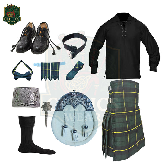 Hunting Wallace Tartan Full Scottish Outfit – Highland Dress Set for Men