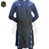 Men’s Black Hybrid Utility Kilt with Blue Tartan Pleats – Cargo Pockets & D-Rings Overkilt