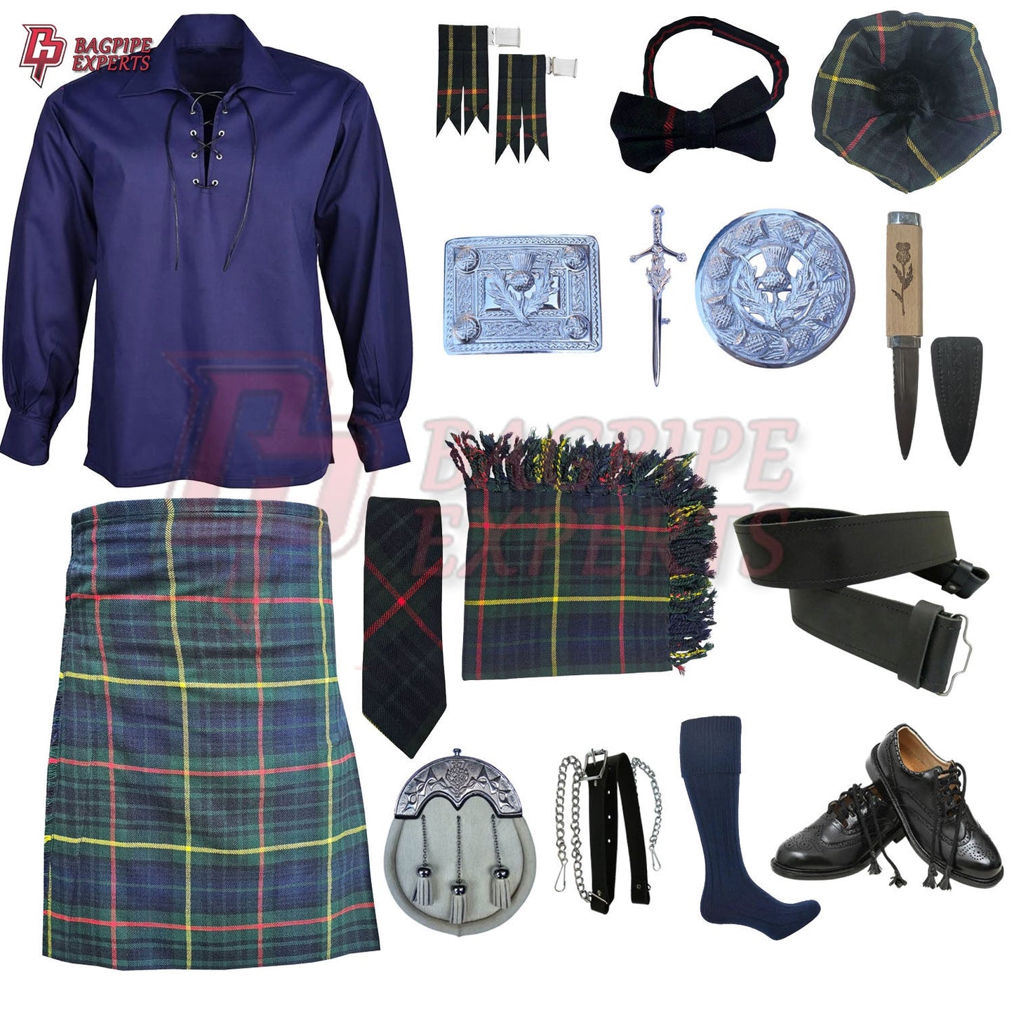 Hunting Stewart Tartan Kilt Outfit | Complete Highland Dress Set – Bagpipe Experts