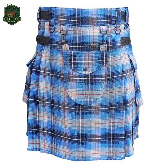 Blue Tartan Utility Kilt – Traditional Style Meets Modern Utility