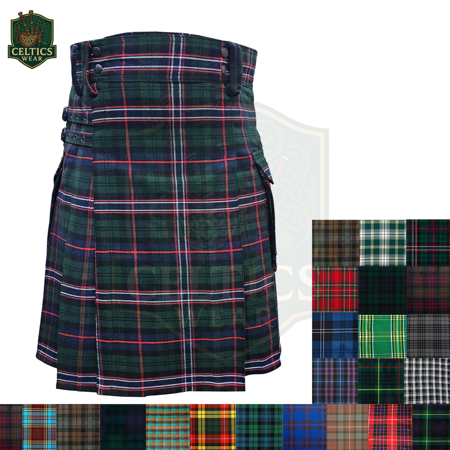 Custom Utility Kilt – Made-to-Order with Personalized Tartan Fabric & Sizing – Durable Highland Workwear for Men