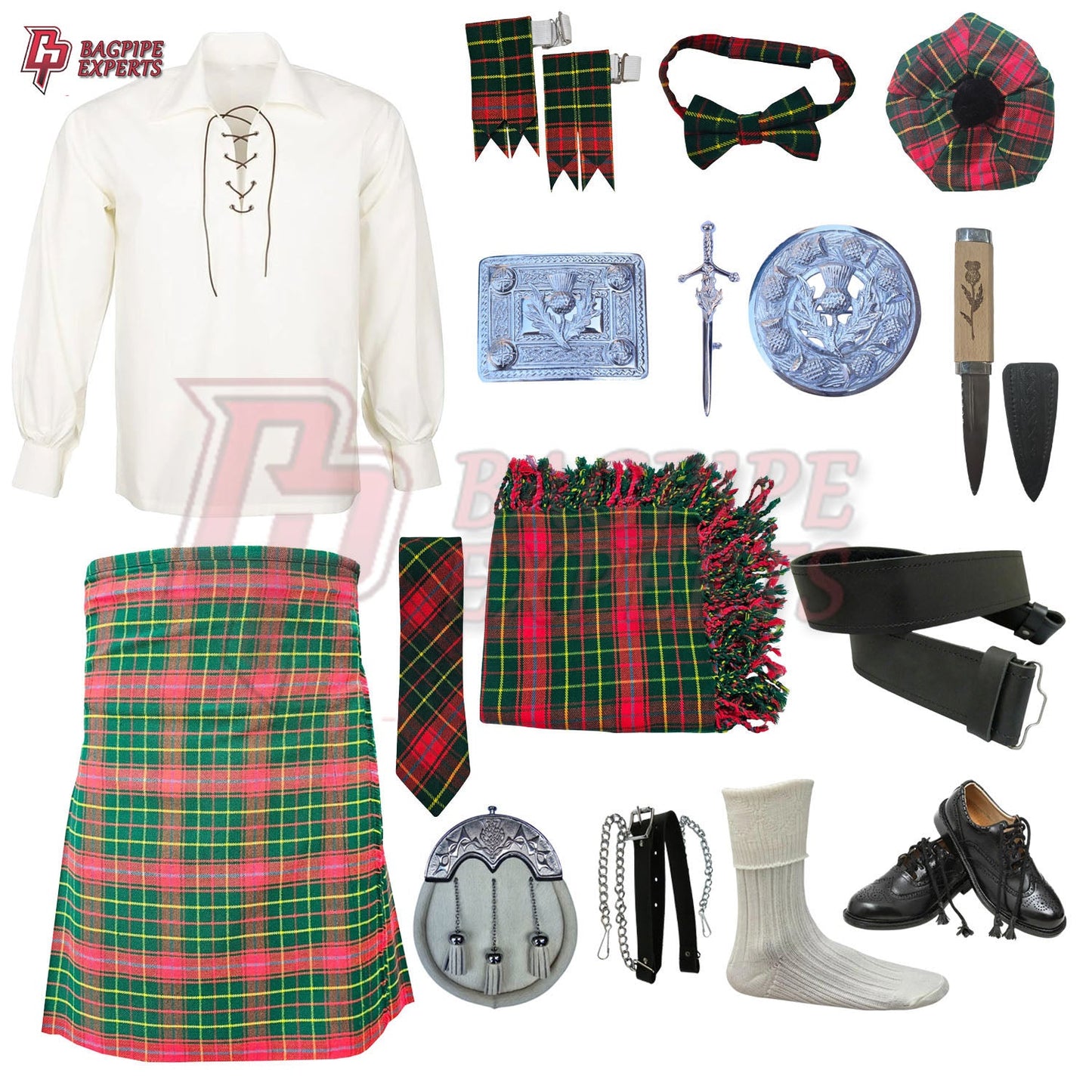 Burnett Modern Tartan Complete Highland Dress Set – Full Scottish Kilt Outfit with Accessories