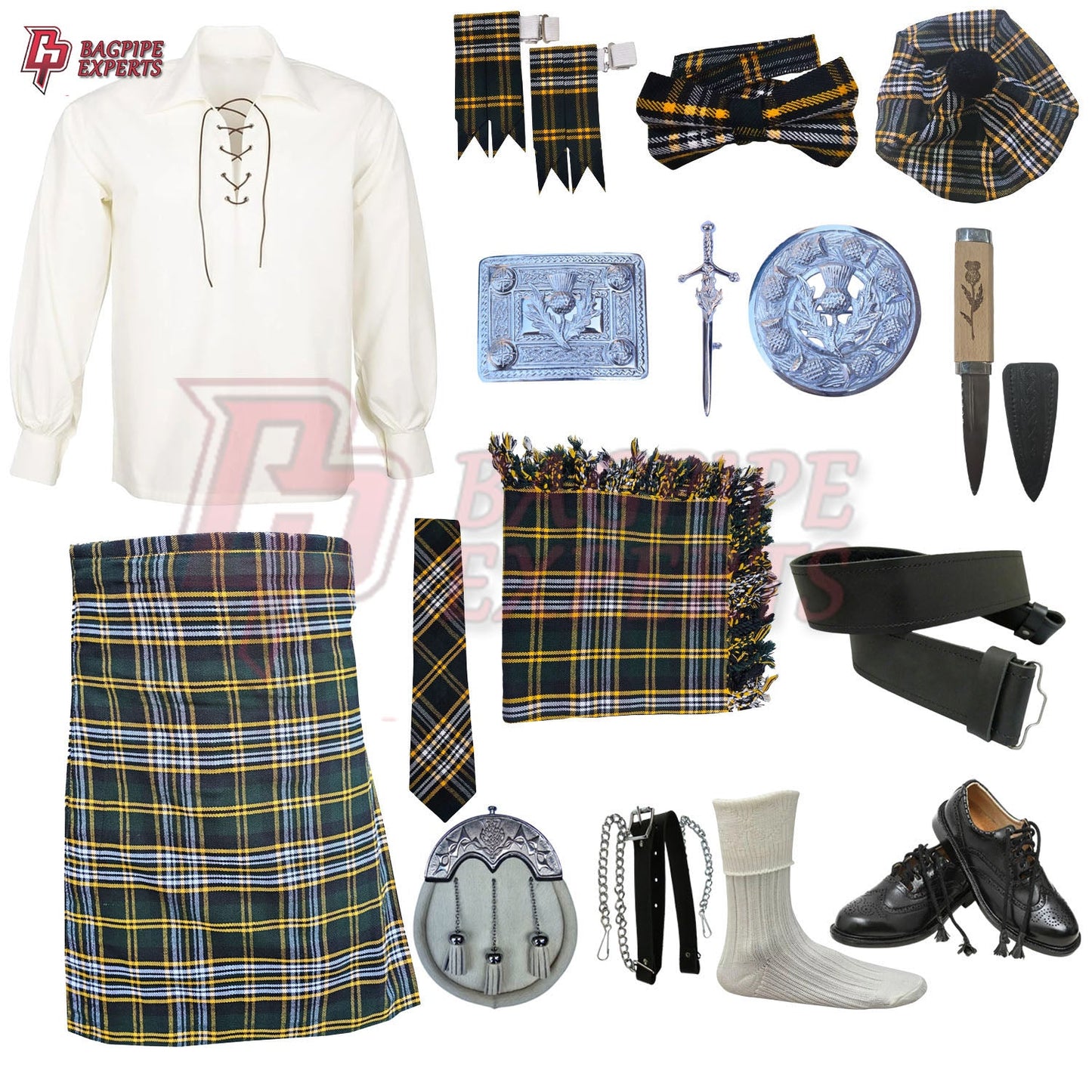 Heritage of Ireland Complete Highland Dress Set – Traditional Irish Tartan Kilt Outfit with Accessories