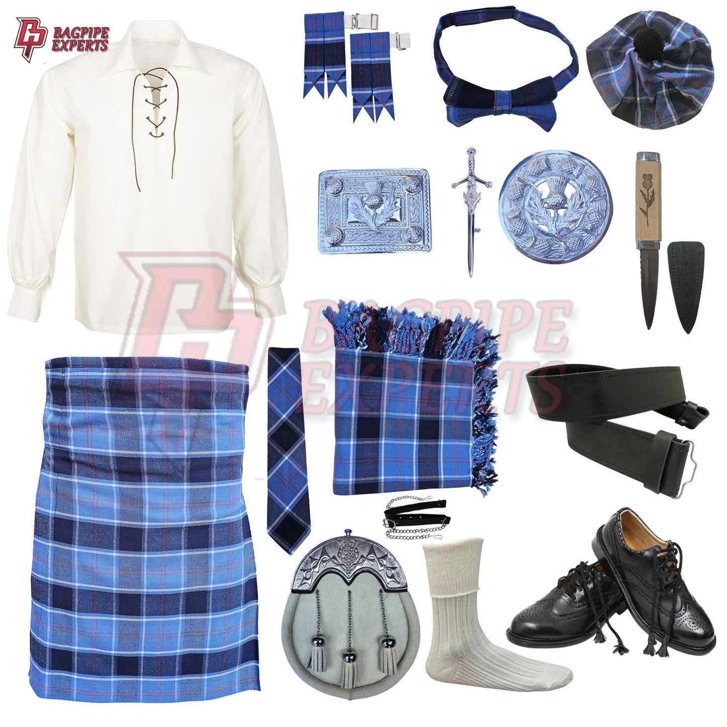 U.S. Navy Tartan Complete Highland Dress Set – Full Scottish Kilt Outfit with Accessories