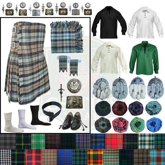 Design Your Own Highland Dress Outfit – Customizable Scottish Kilt Set with Complete Accessories