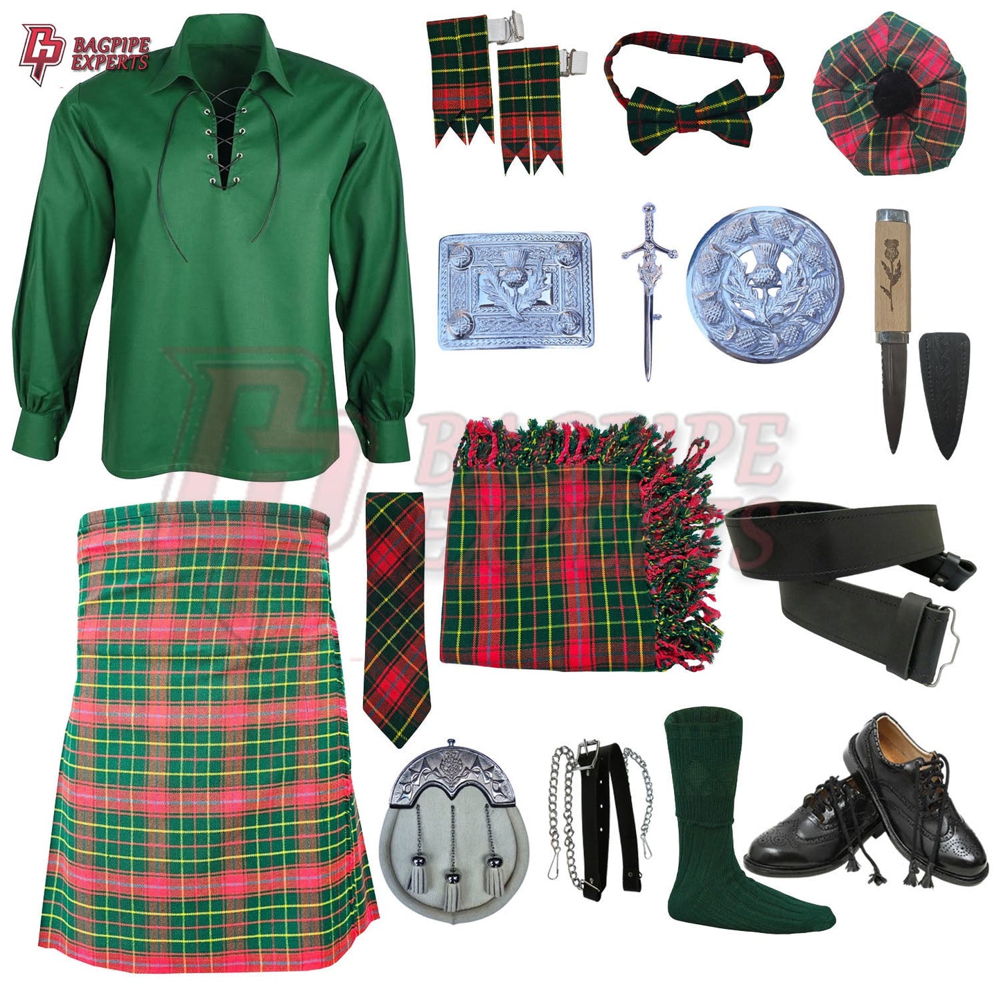 Burnett Modern Tartan Complete Highland Dress Set – Full Scottish Kilt Outfit with Accessories
