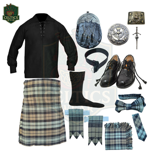 Black Watch Weather Full Highland Dress Set for Men – Complete Scottish Outfit with Kilt, Sporran, Accessories & More