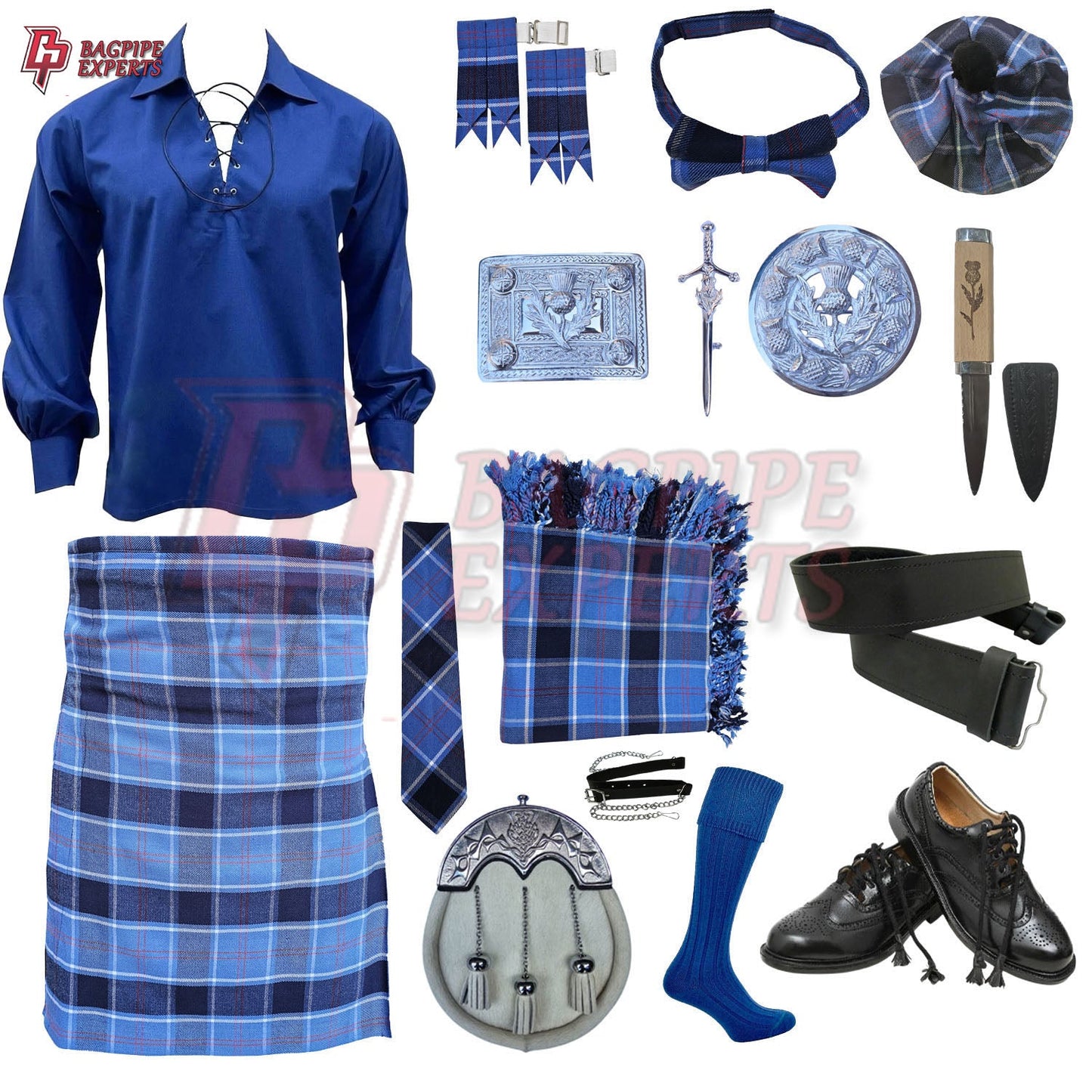 U.S. Navy Tartan Complete Highland Dress Set – Full Scottish Kilt Outfit with Accessories