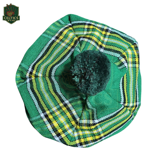 Irish Green Tartan Tam O’Shanter Cap – Traditional Scottish Headwear - celticswear