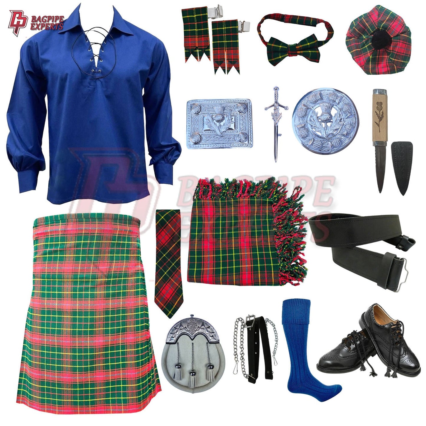 Burnett Modern Tartan Complete Highland Dress Set – Full Scottish Kilt Outfit with Accessories