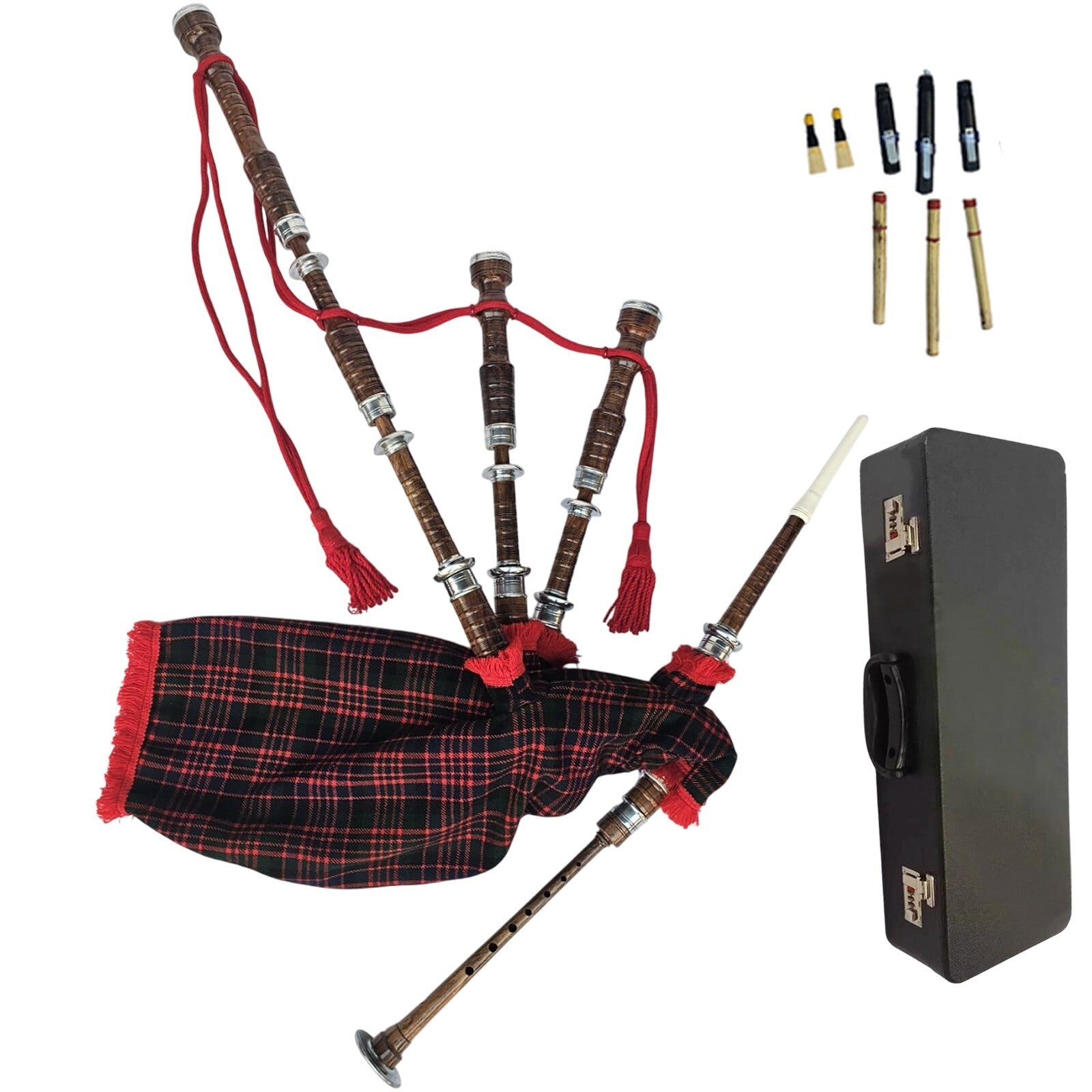 Great Highland Bagpipe – Natural Wood, MacDonald Tartan & Hard Case Included