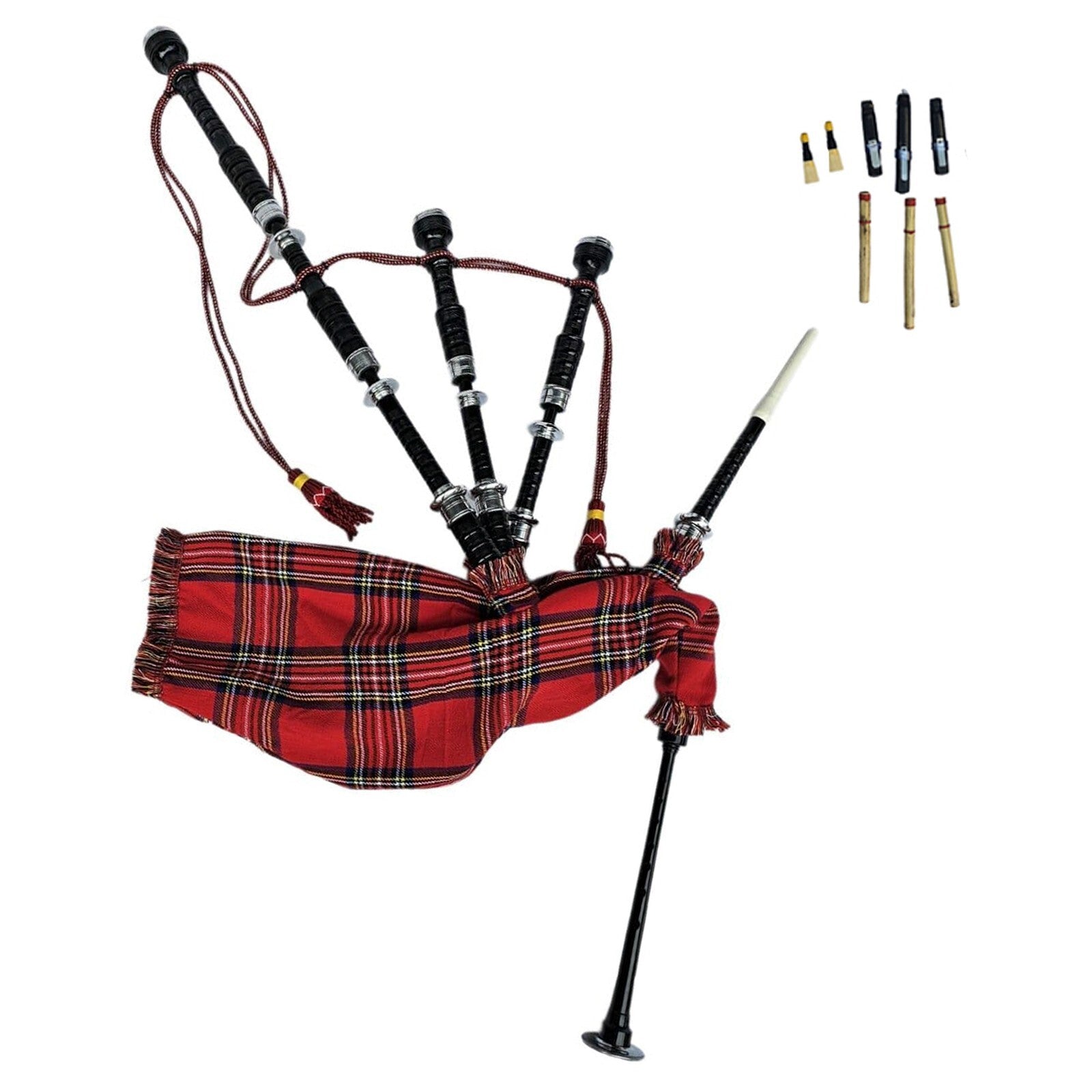 Great Highland Bagpipe – Silver Mounts, Royal Stewart Tartan & Hard Case Include