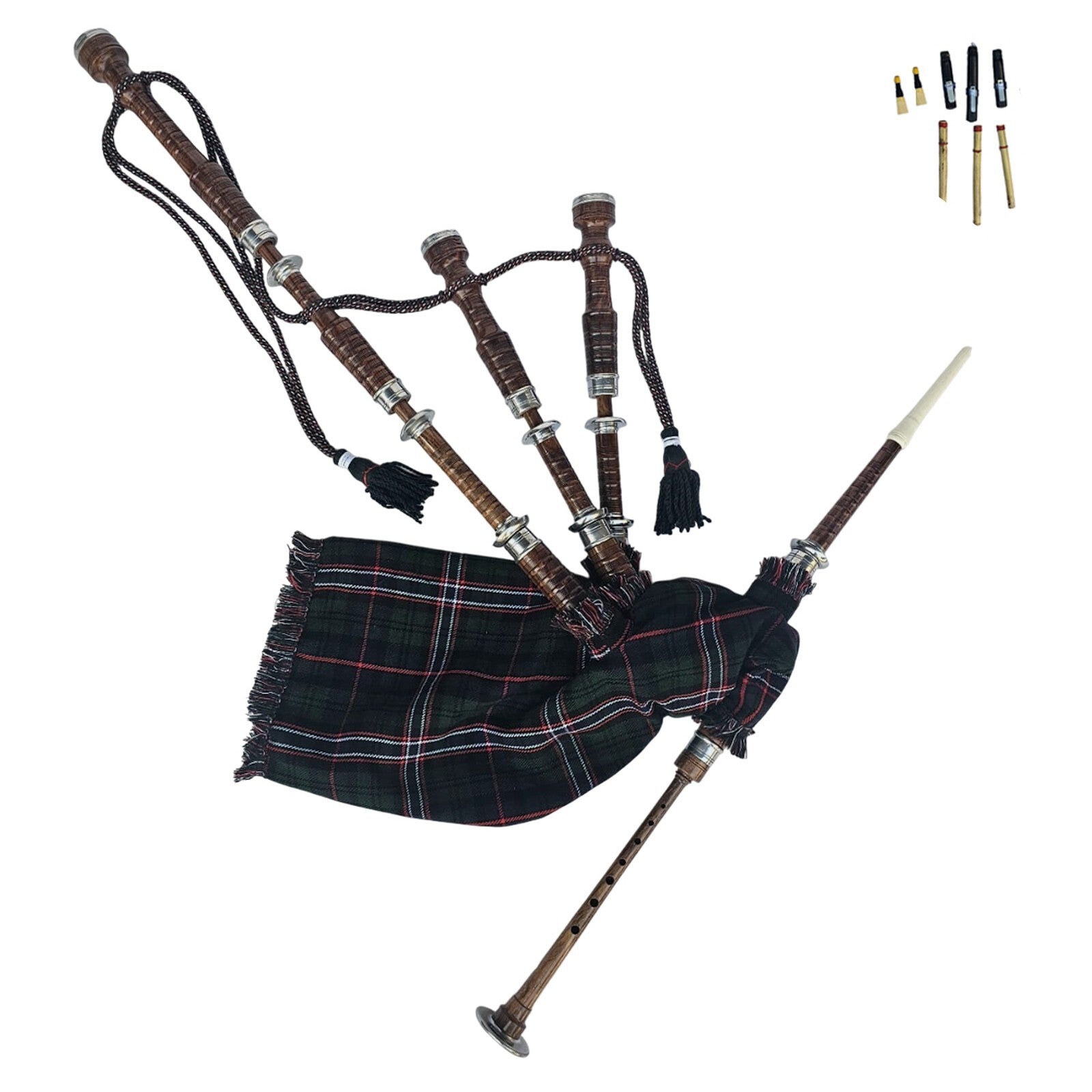 Great Highland Bagpipe – Natural Wood, National Scottish, Reeds & Carry Bag