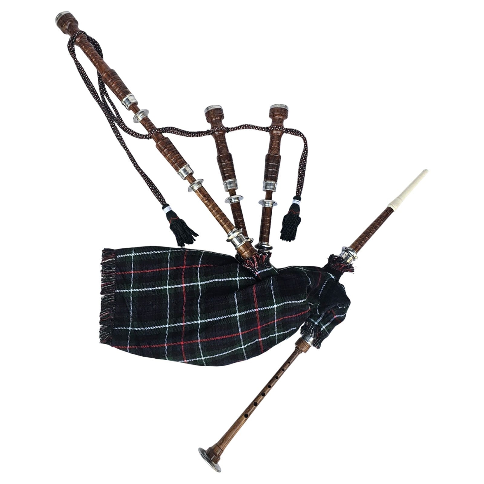 Great Highland Bagpipe – Natural Wood, Mackenzie Tartan, Reeds & Carry Bag