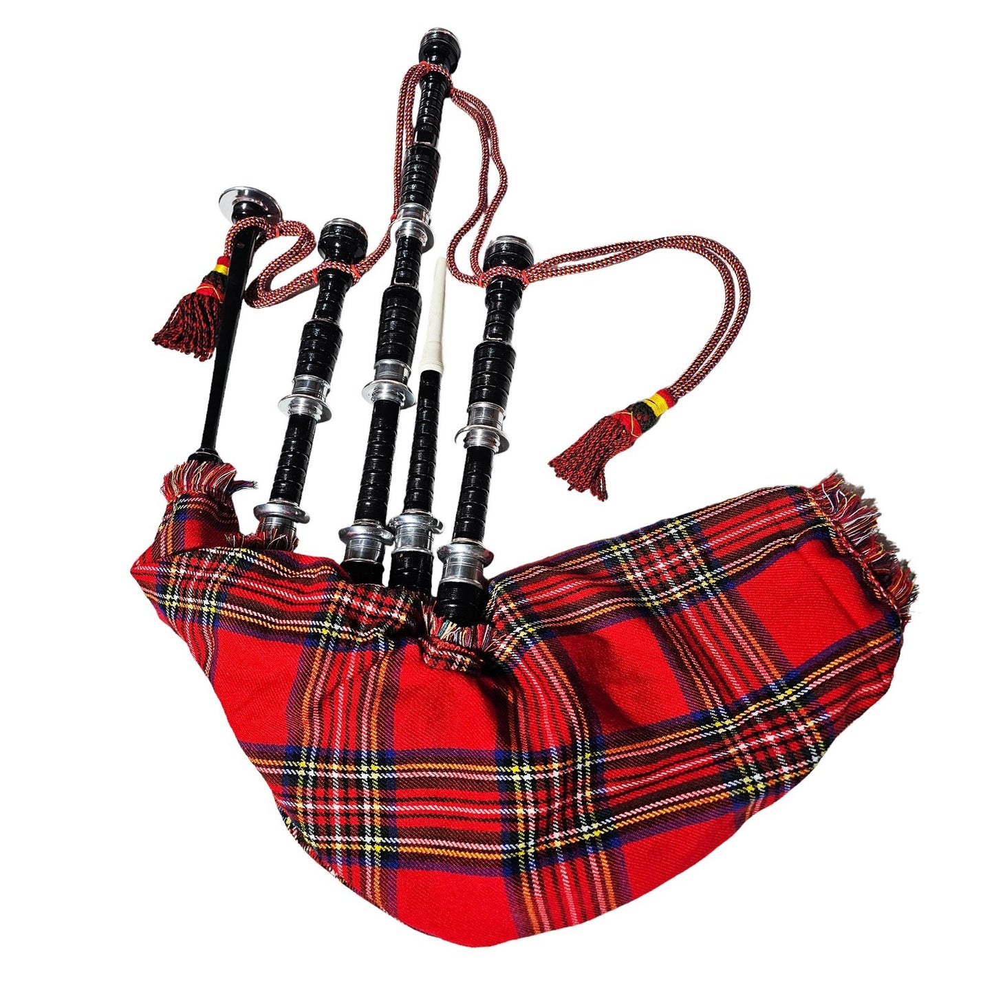 Great Highland Bagpipe Scottish Tartan Silver Mounts Rosewood Black Finish NEW