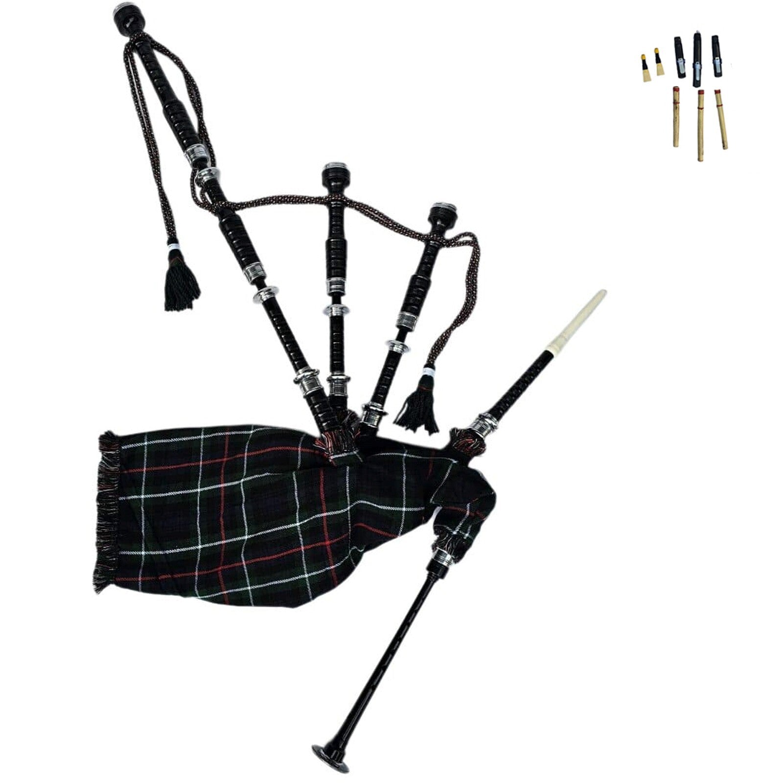 Great Highland Bagpipe – Silver Mounts, MacKenzie Tartan & Hard Case Included