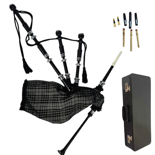 Great Highland Bagpipe – Silver Mounts, Grey Watch Tartan & Hard Case Included