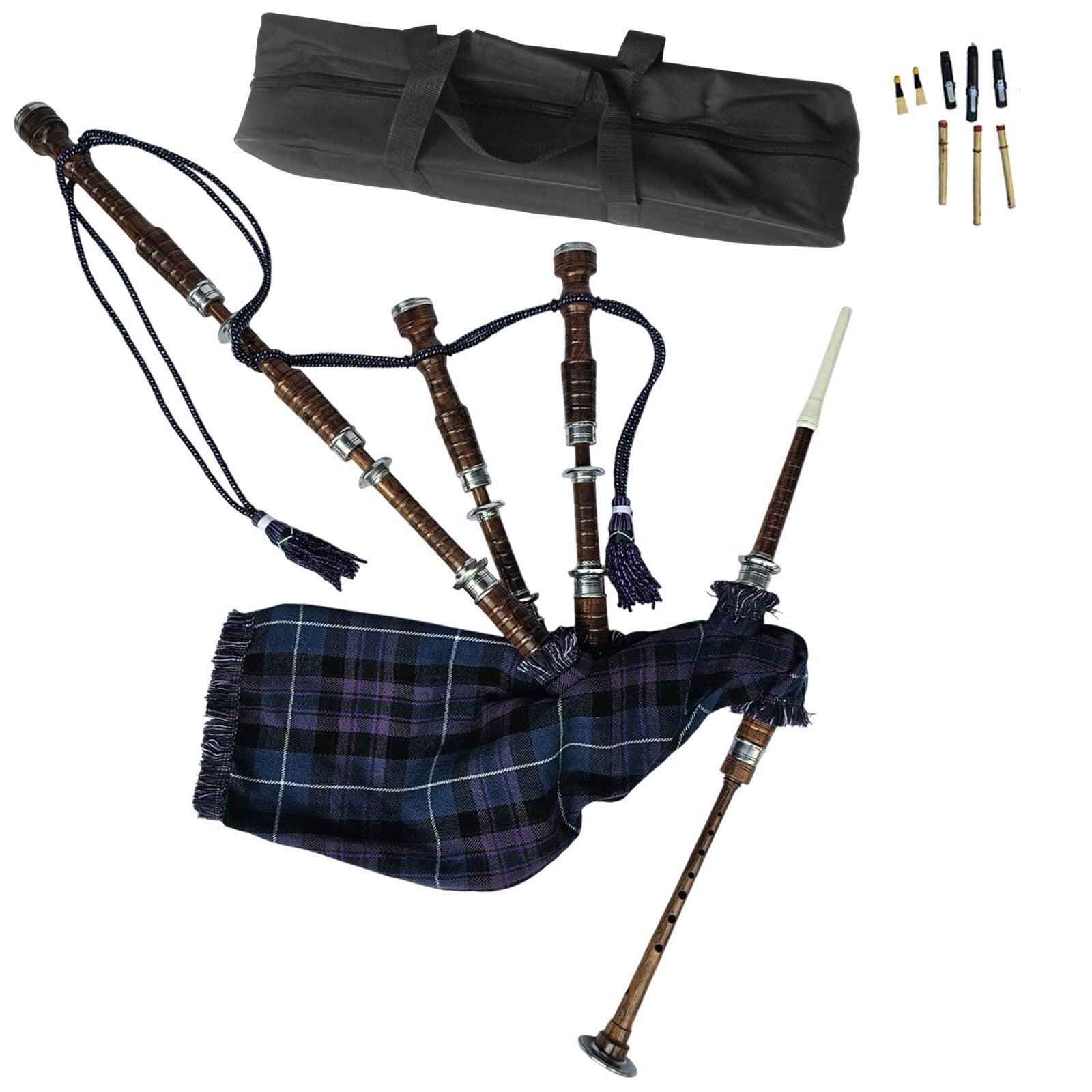 Great Highland Bagpipe – Natural Wood, Pride of Scotland, Reeds & Carry Bag