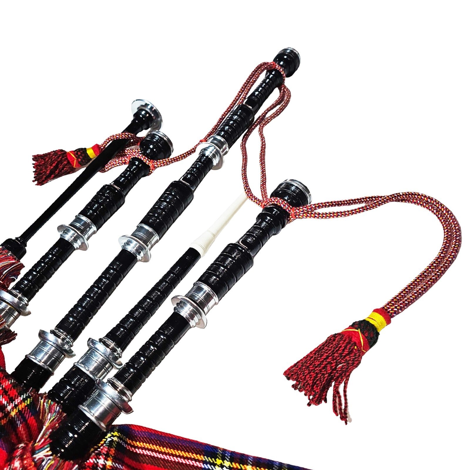 Great Highland Bagpipe Scottish Tartan Silver Mounts Rosewood Black Finish NEW