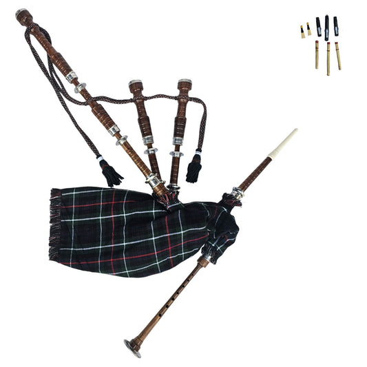 Great Highland Bagpipe – Natural Wood, Mackenzie Tartan, Reeds & Carry Bag