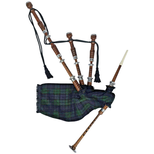 Great Highland Bagpipe – Natural Wood, Black Watch Tartan & Hard Case Included