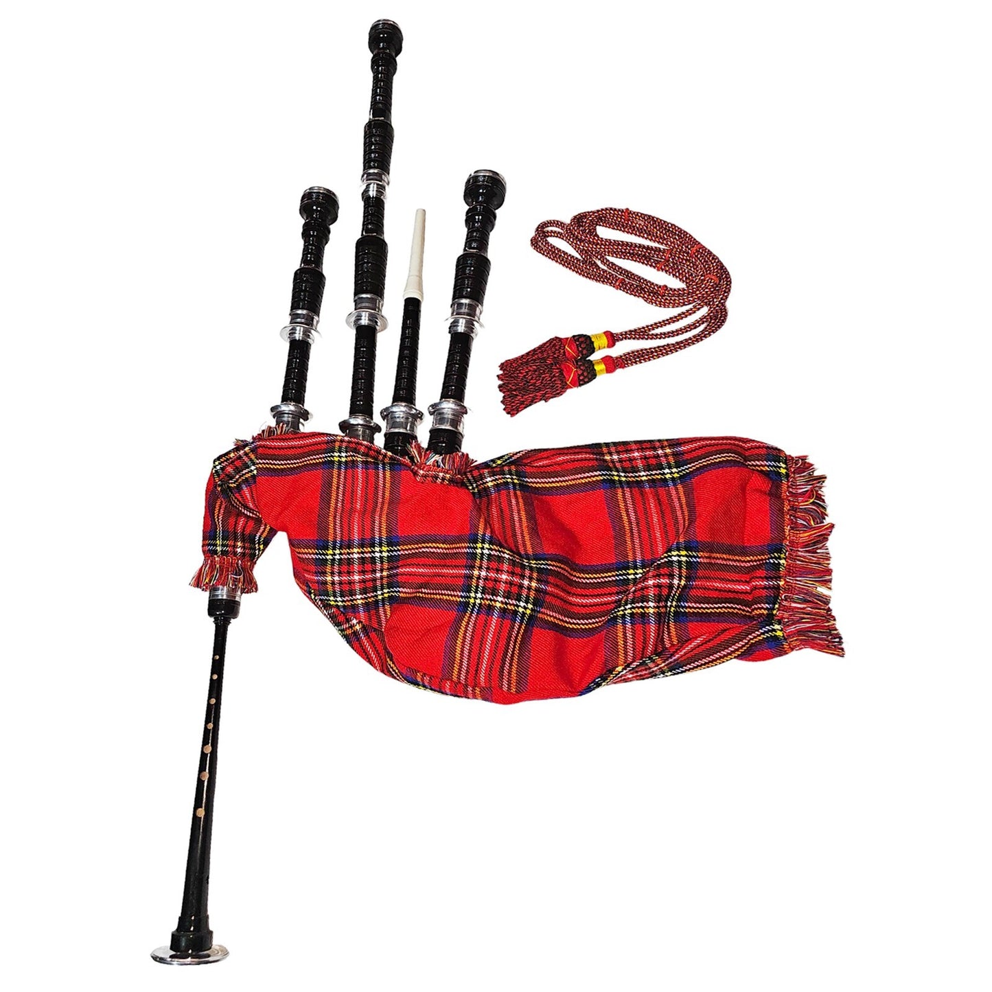 Great Highland Bagpipe Scottish Tartan Silver Mounts Rosewood Black Finish NEW