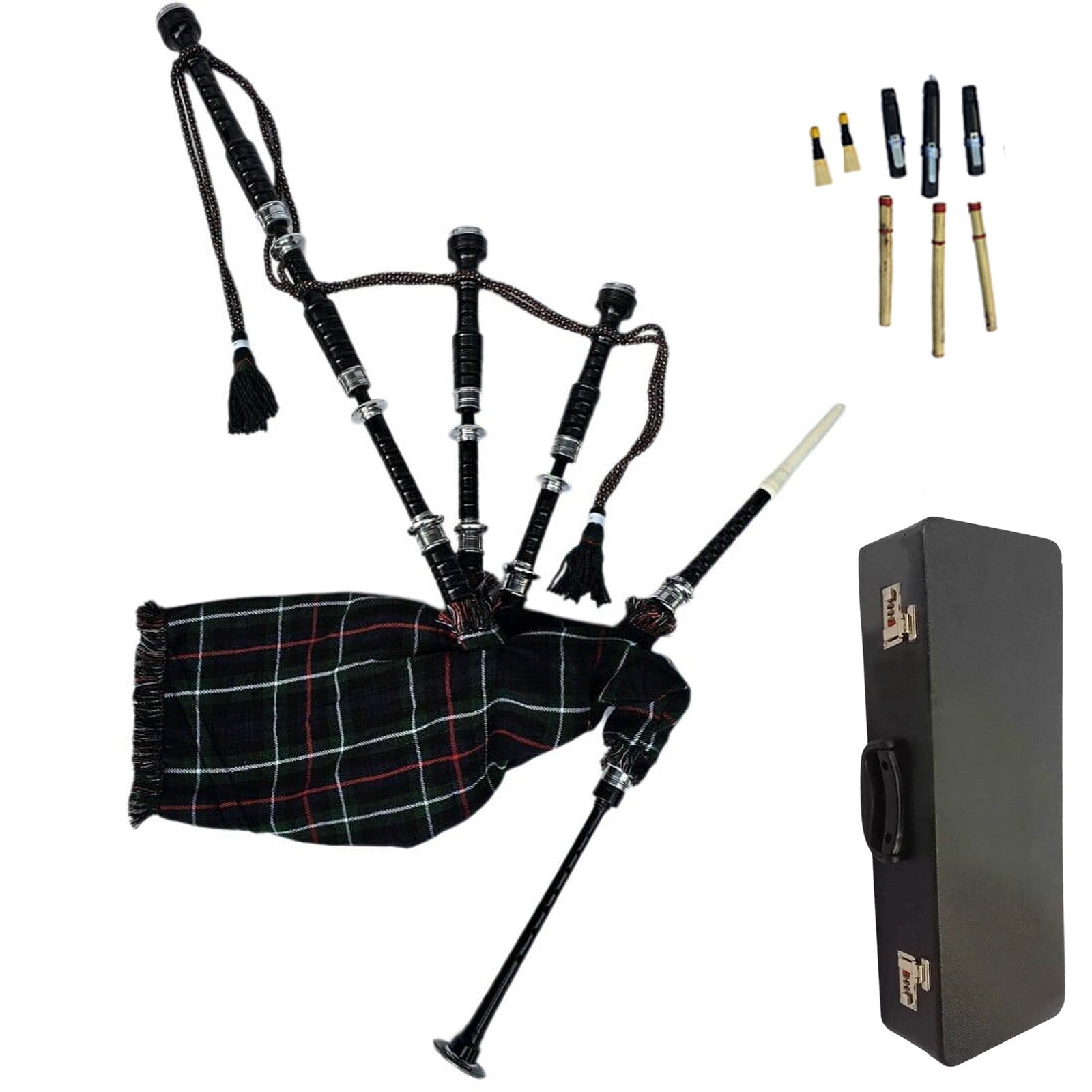 Great Highland Bagpipe – Silver Mounts, MacKenzie Tartan & Hard Case Included