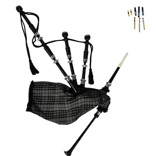 Great Highland Bagpipe – Silver Mounts, Grey Watch Tartan & Hard Case Included