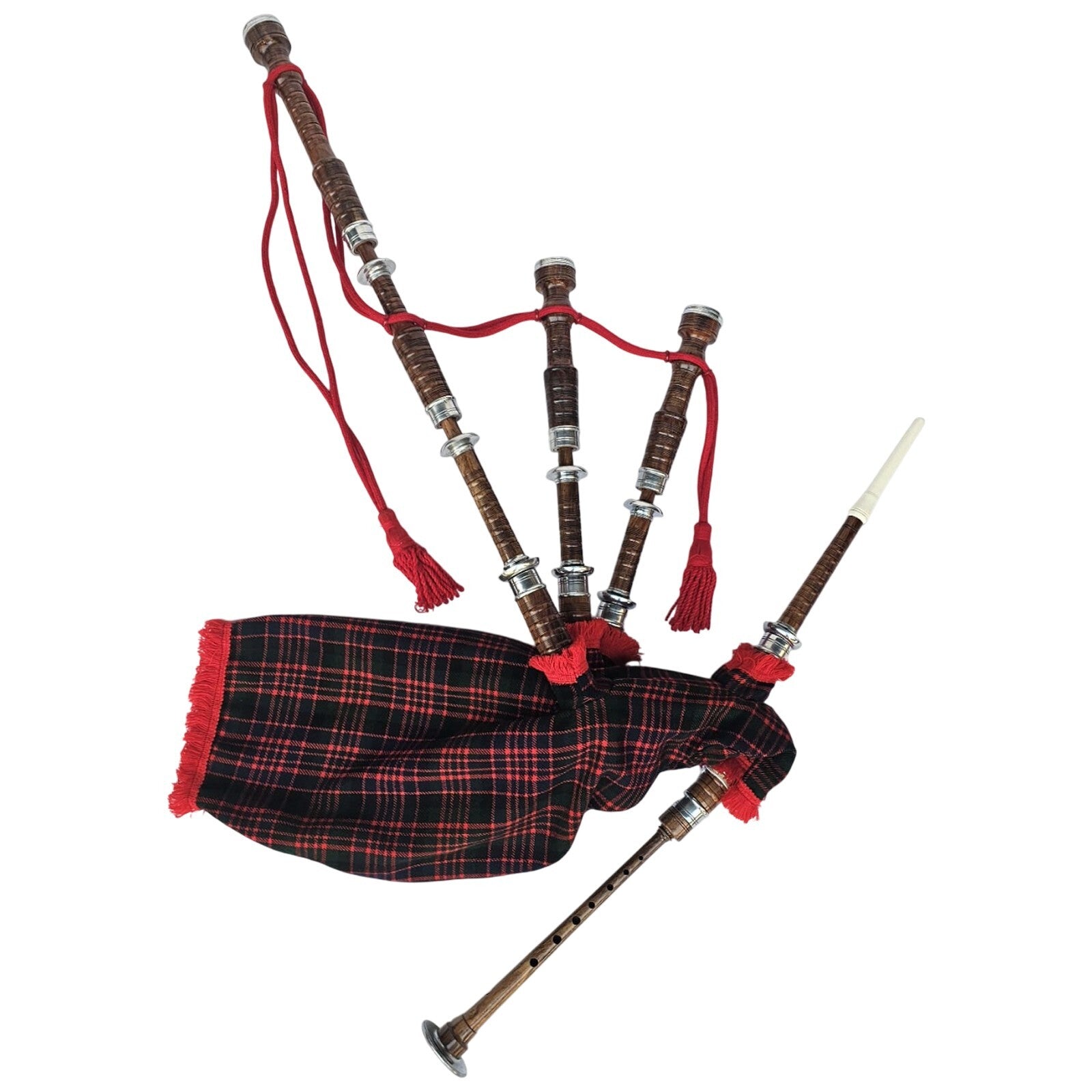 Great Highland Bagpipe – Natural Wood, MacDonald Tartan, Reeds & Carry Bag