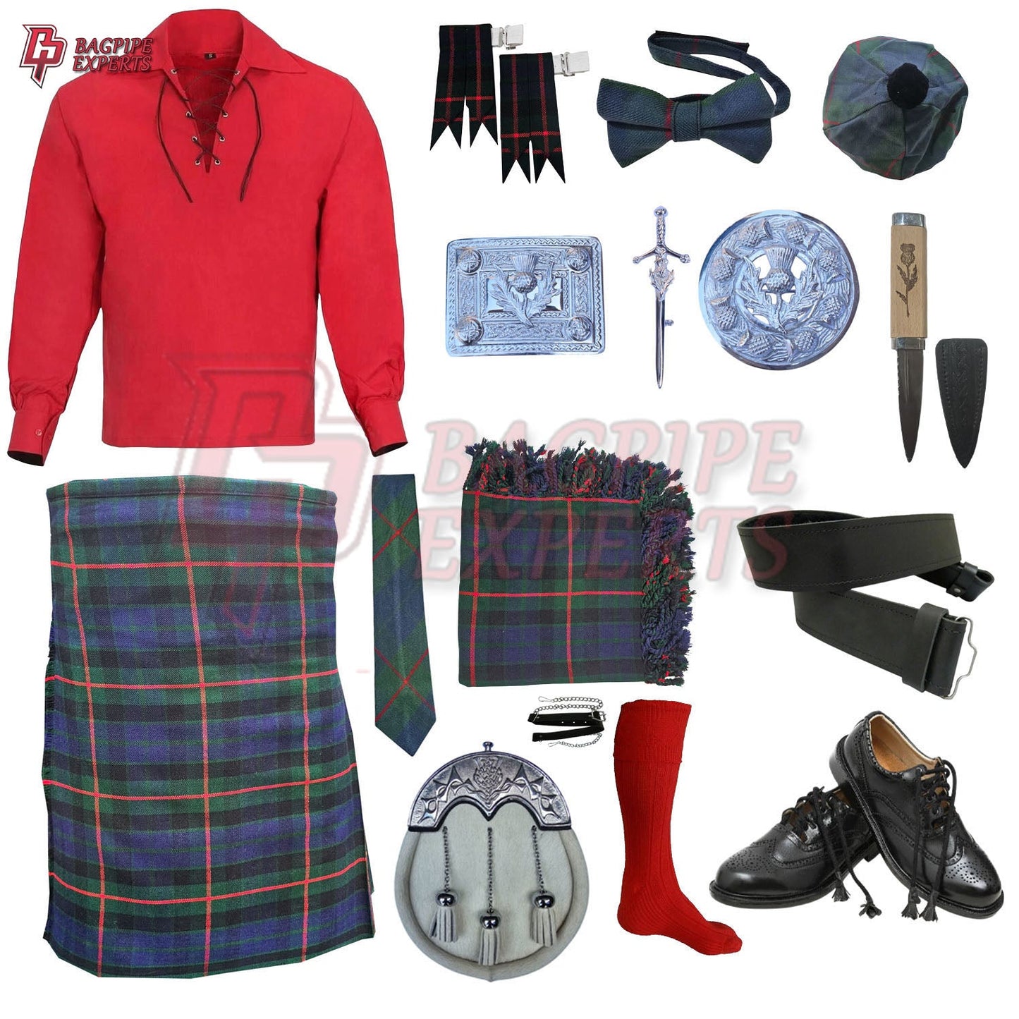 Gunn Modern Tartan Complete Highland Dress Set – Full Scottish Kilt Outfit with Accessories