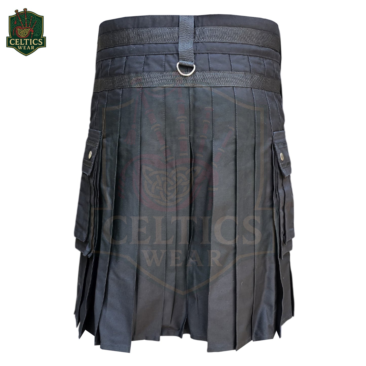 Red & Black Utility Kilt with Chains – Rugged Highland Fusion for Men