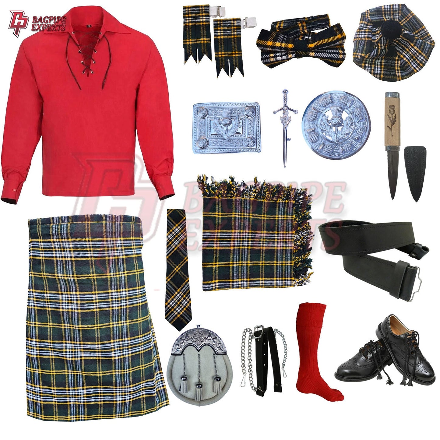 Heritage of Ireland Complete Highland Dress Set – Traditional Irish Tartan Kilt Outfit with Accessories