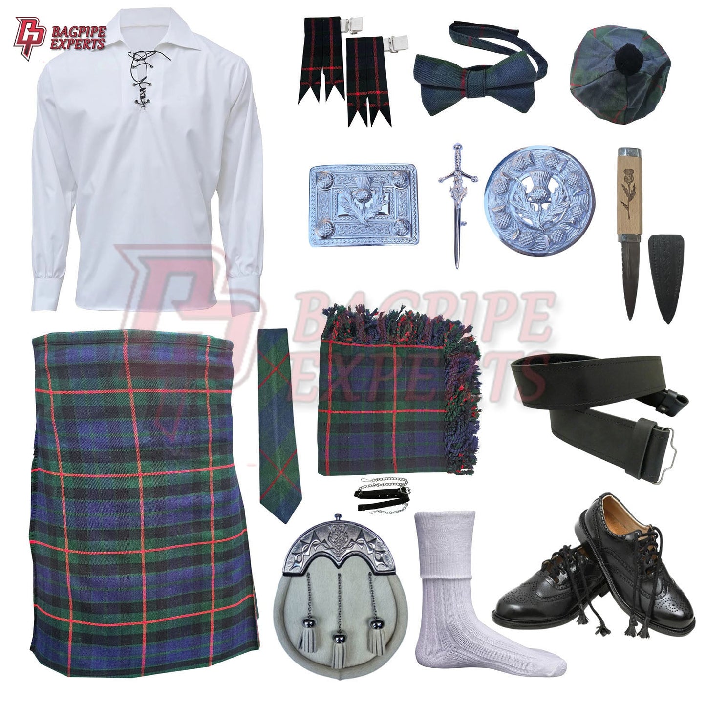 Gunn Modern Tartan Complete Highland Dress Set – Full Scottish Kilt Outfit with Accessories