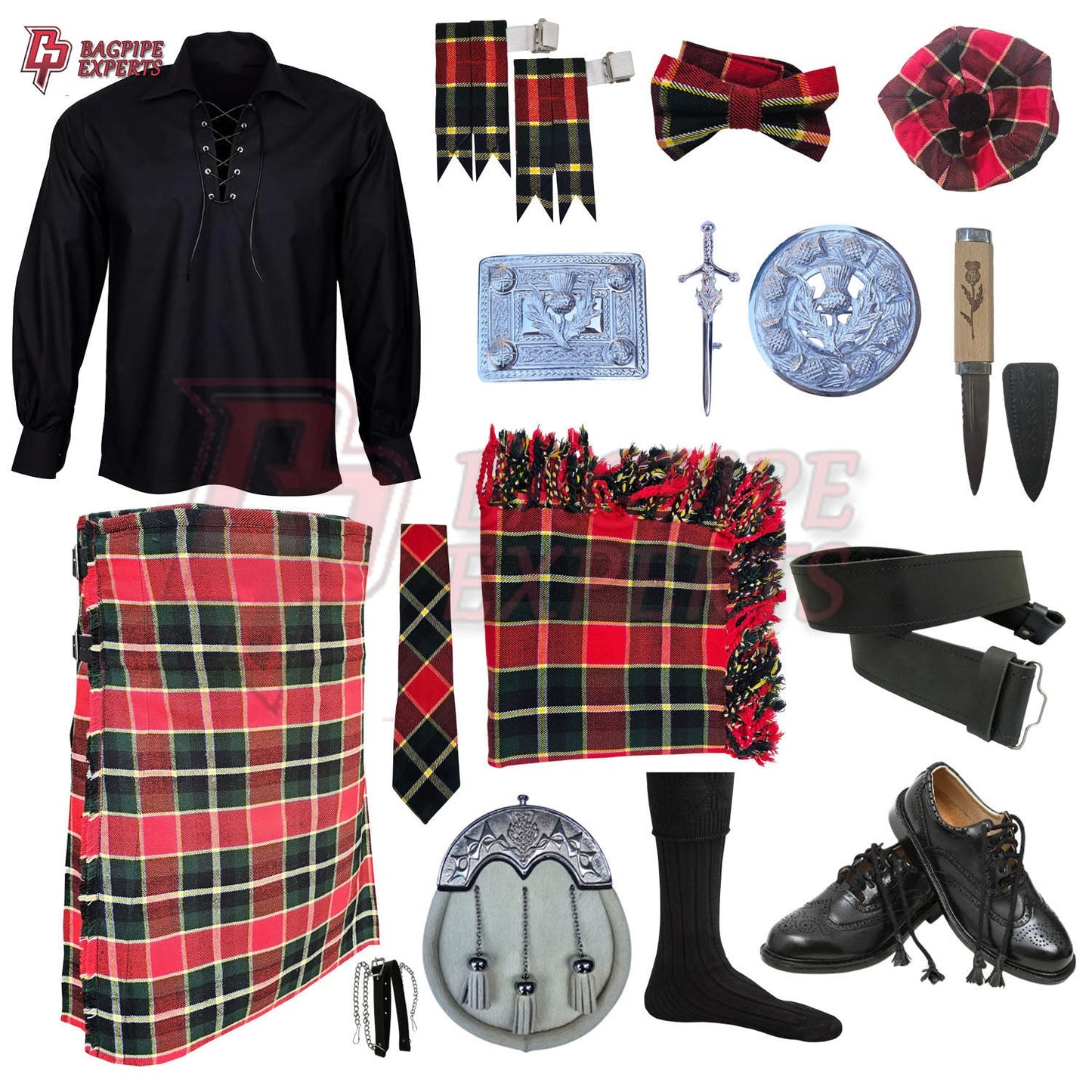 MacLachlan Tartan Complete Highland Dress Set – Full Kilt Outfit with Accessories