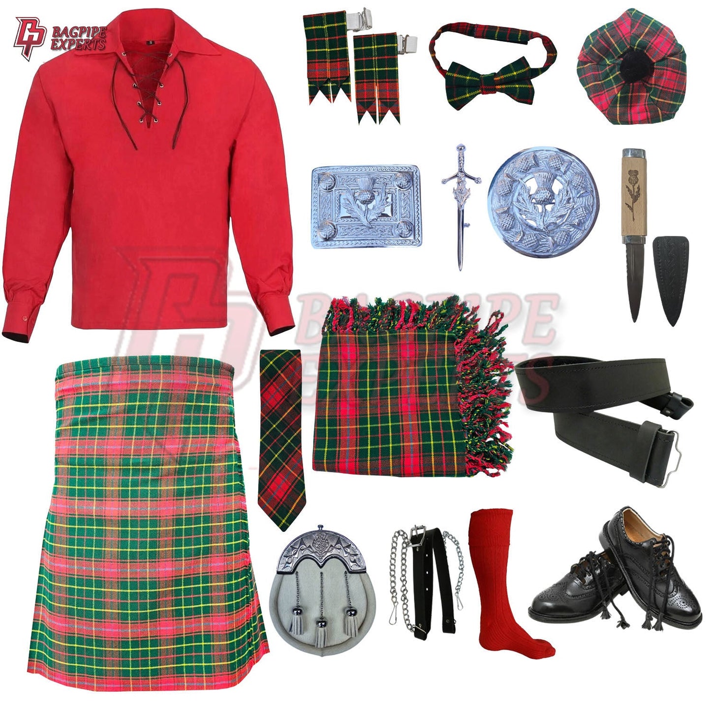Burnett Modern Tartan Complete Highland Dress Set – Full Scottish Kilt Outfit with Accessories