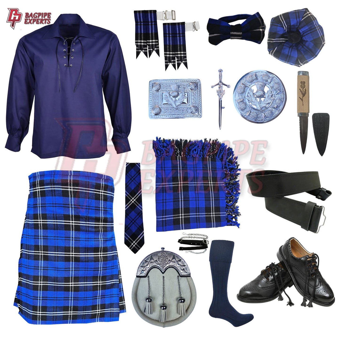 Ramsay Blue Tartan Complete Highland Dress Set – Full Traditional Scottish Kilt Outfit