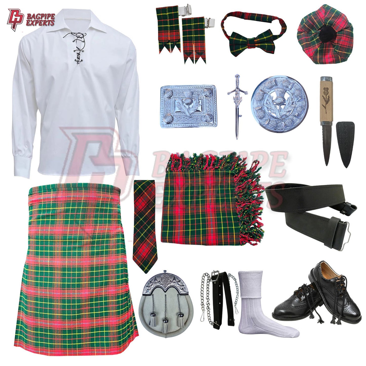Burnett Modern Tartan Complete Highland Dress Set – Full Scottish Kilt Outfit with Accessories