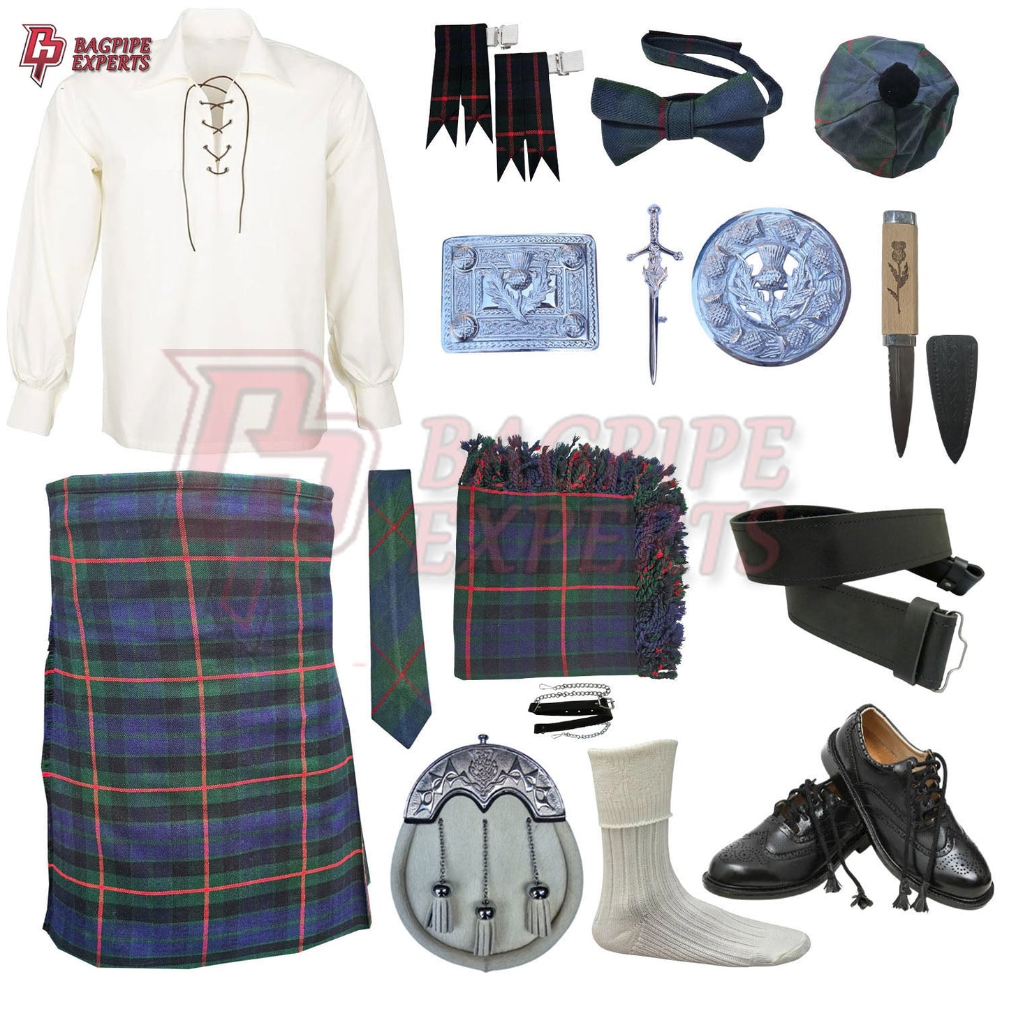 Gunn Modern Tartan Complete Highland Dress Set – Full Scottish Kilt Outfit with Accessories