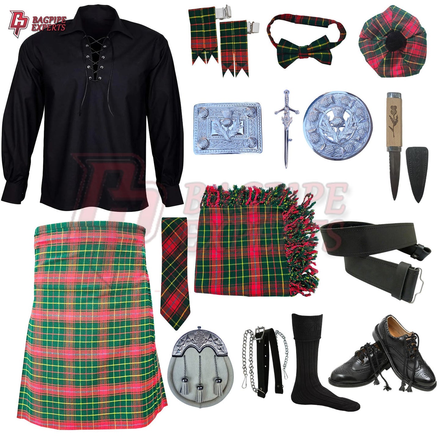 Burnett Modern Tartan Complete Highland Dress Set – Full Scottish Kilt Outfit with Accessories