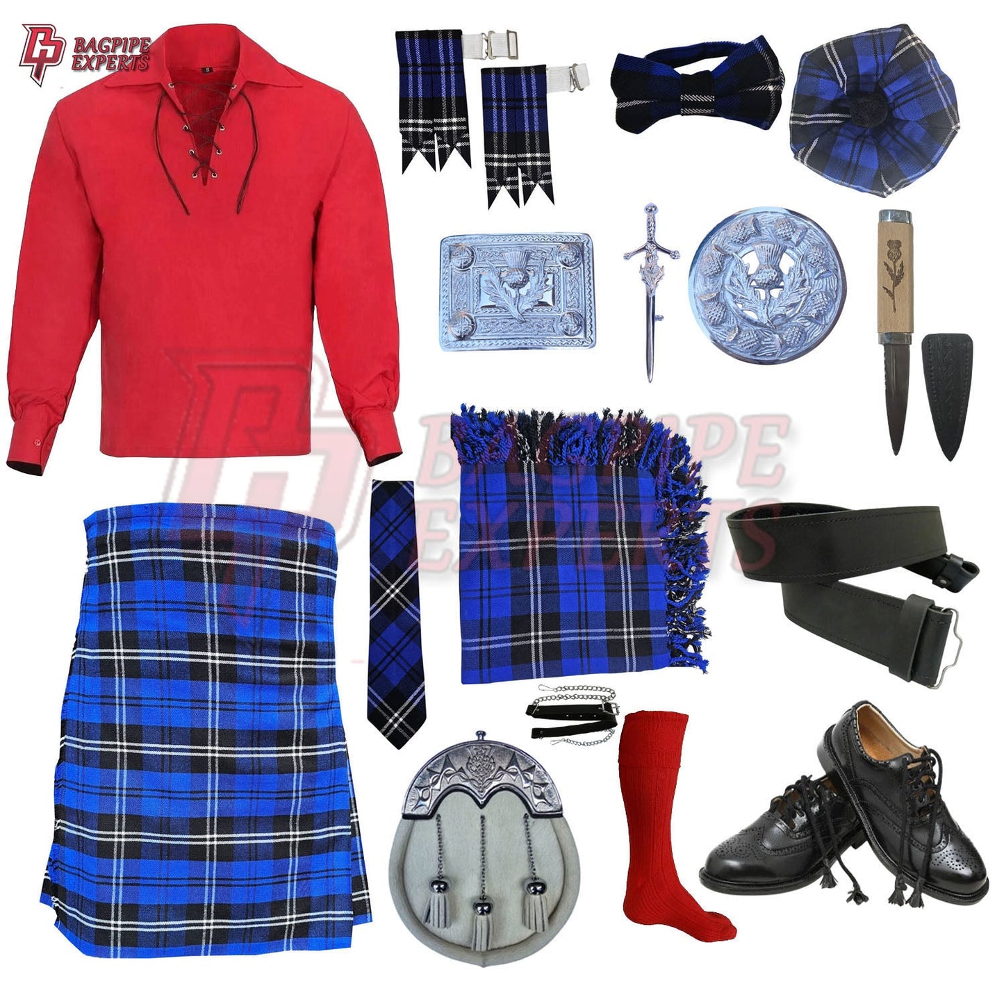 Ramsay Blue Tartan Complete Highland Dress Set – Full Traditional Scottish Kilt Outfit