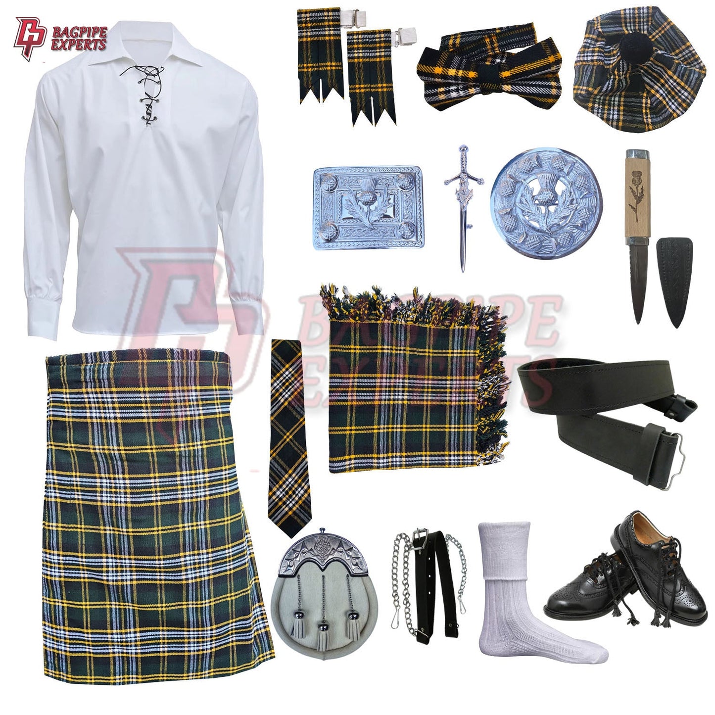 Heritage of Ireland Complete Highland Dress Set – Traditional Irish Tartan Kilt Outfit with Accessories