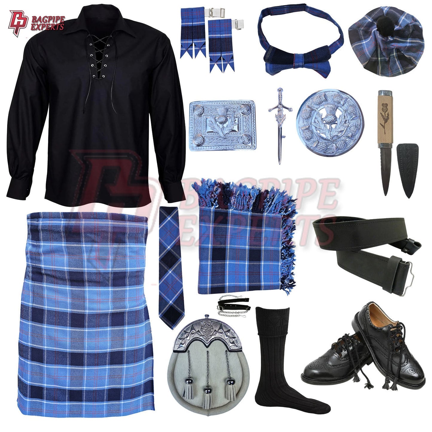 U.S. Navy Tartan Complete Highland Dress Set – Full Scottish Kilt Outfit with Accessories
