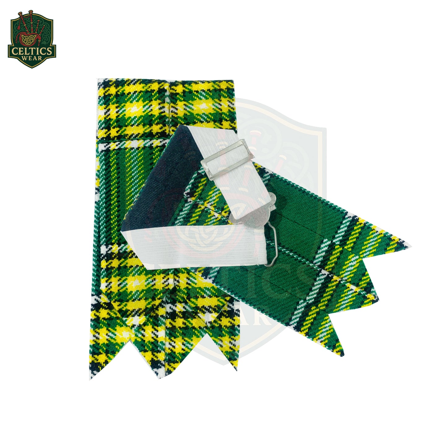 Irish Green Tartan Kilt Flashes – Traditional Sock Garters for Highland Dress - celticswear