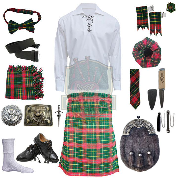 Burnett Modern Tartan Complete Highland Dress Set – Full Scottish Kilt Outfit with Accessories