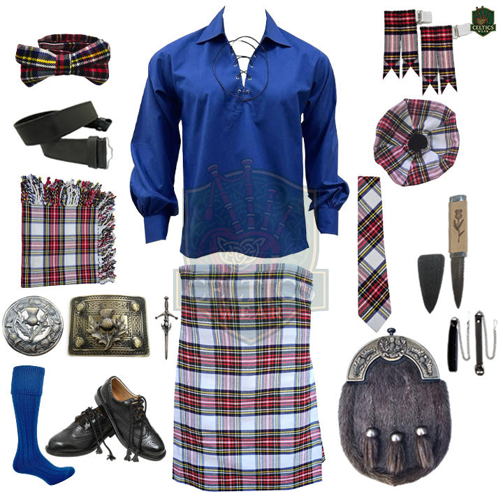 Dress Stewart Tartan Complete Highland Dress Set – Full Kilt Outfit with Matching Accessories