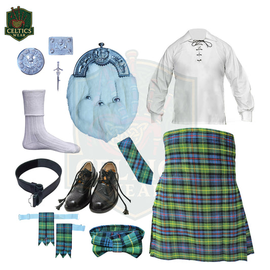 Ferguson Ancient Full Scottish Highland Dress Set for Men – Traditional Clan Outfit with Kilt, Sporran & Accessories